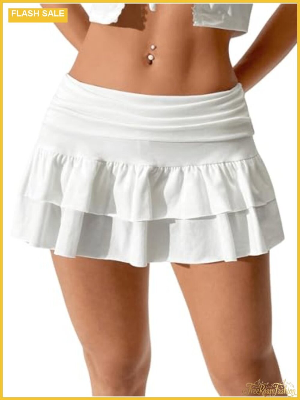 Y2K Ruffle Mini Skort Low Rise Layered Flowy Polyester Spandex